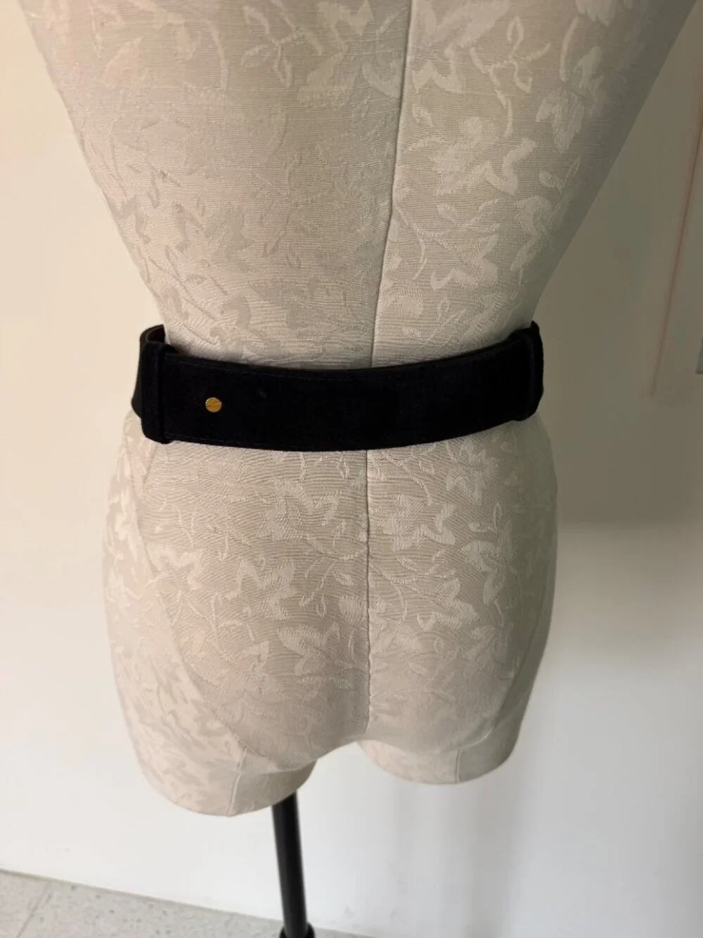 Vintage Womens Suede Two Tone Metal Statement Wide Waist Cinch Belt One Size